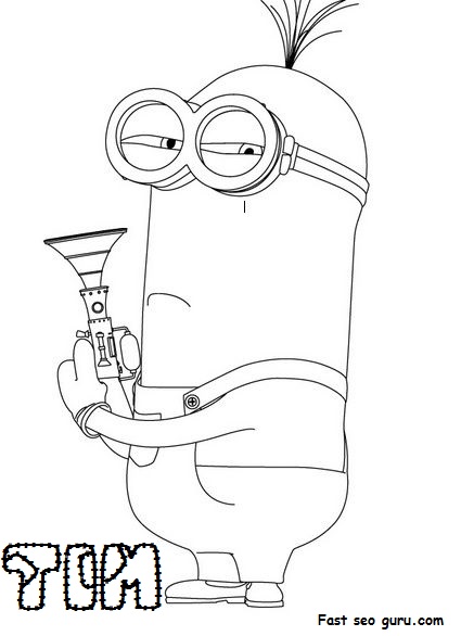 Print out Disney Two Eyed Minion Tim Despicable Me 2 Coloring Pages